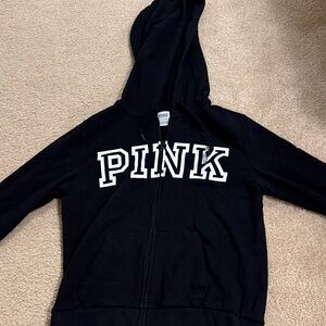 Victoria's Secret Black Hoodie with White PINK Lettering